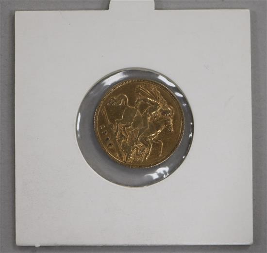 An Edward VII gold half sovereign, 1907, 3.9g net, GF